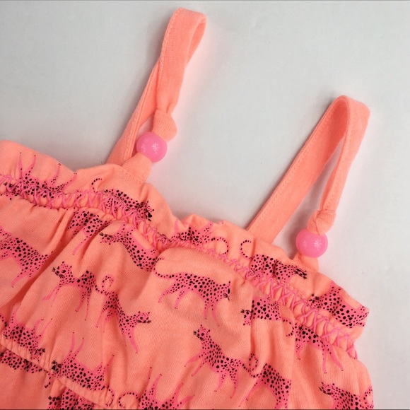 EUC Baby Girls Bright Coral Cheetah Dress - 18m - Picture 3 of 6